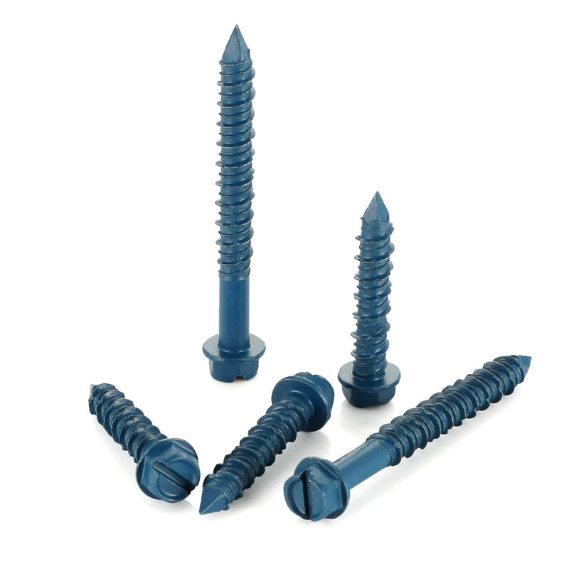 [Australia - AusPower] - 3/16" x 1-1/4" Concrete Screws, Blue Hex Head Screw Anchor with Drill Bit and Hex Bit Socket, for Masonry, Cement, Block, Brick or Stucco, 100 PCS 3/16 x 1-1/4" 