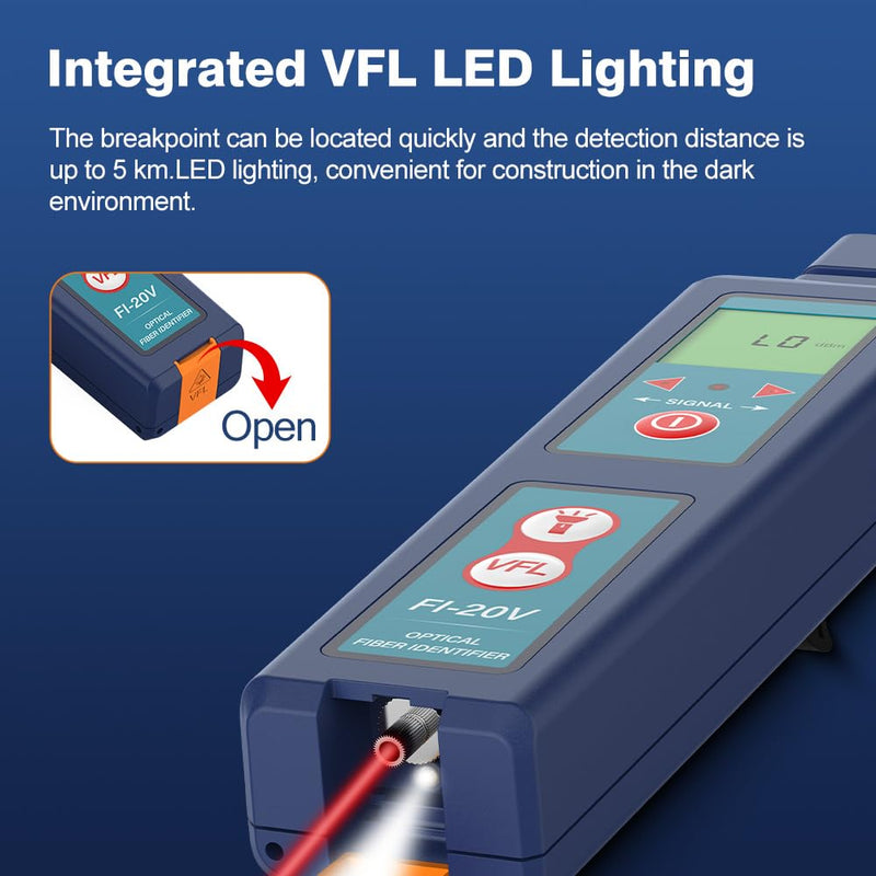 [Australia - AusPower] - Optical Fiber Identifier OFI FI-20V with VFL Light Fiber Detector Tester Traffic Identifier Suitable for 0.25/0.9/2.0/3.0mm 800nm-1700nm wavelength 