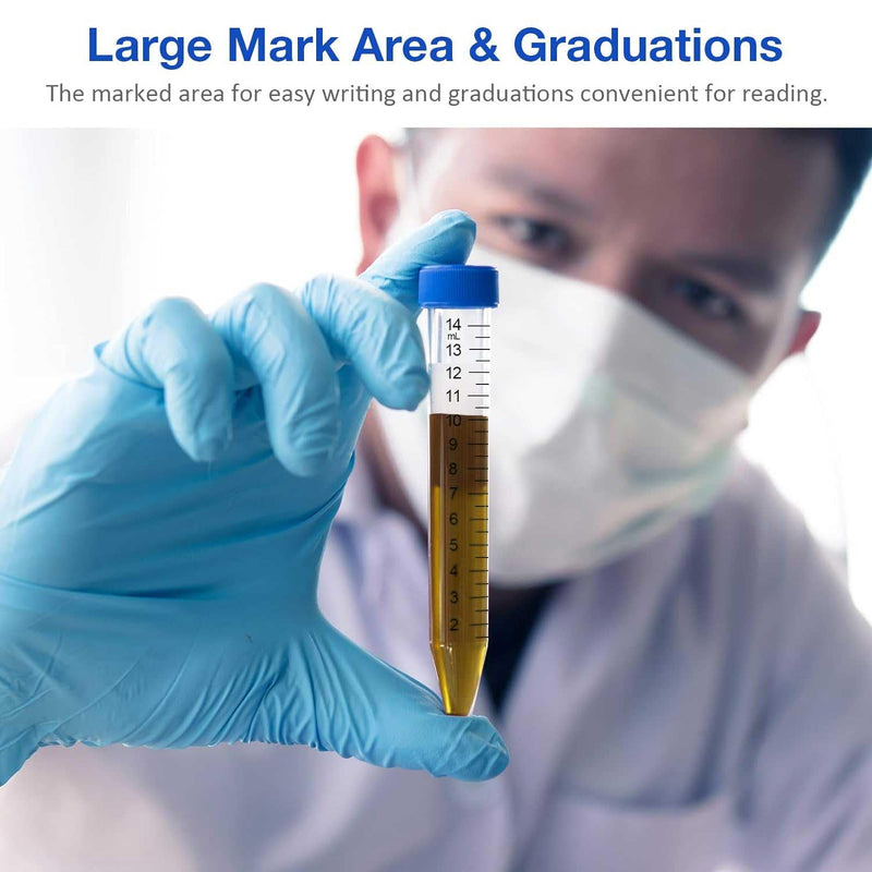 [Australia - AusPower] - SimPure Centrifuge Tubes 15mL, Conical Tubes Sterile 50 PCS, Polypropylene, Leak-Proof Screw Caps, Plastic Container with Graduated and Write Marks, Non-pyrogenic, DNase/RNase Free, Human DNA-Free 15mL-50Pcs 
