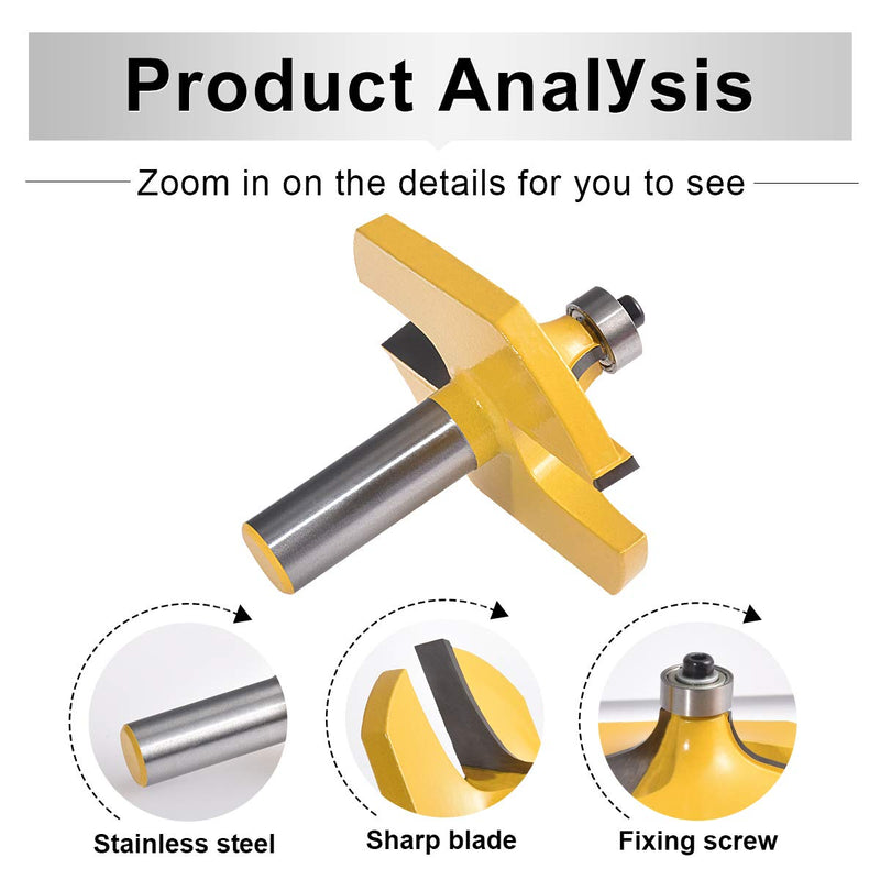 Handrail Router Bit Set 2 Pcs Standard Flute Molding Cutters with 1/2 Inch Shank for Woodworking by HOHXEN
