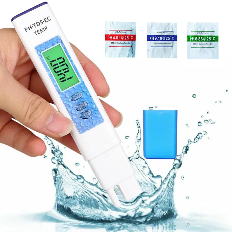 [Australia - AusPower] - 4 in 1 pH Meter for Water PH/TDS/EC/Temp Multi-Function Water Quality Tester High Precision Digital pH Meter for Hydroponics, Pool and Aquarium 