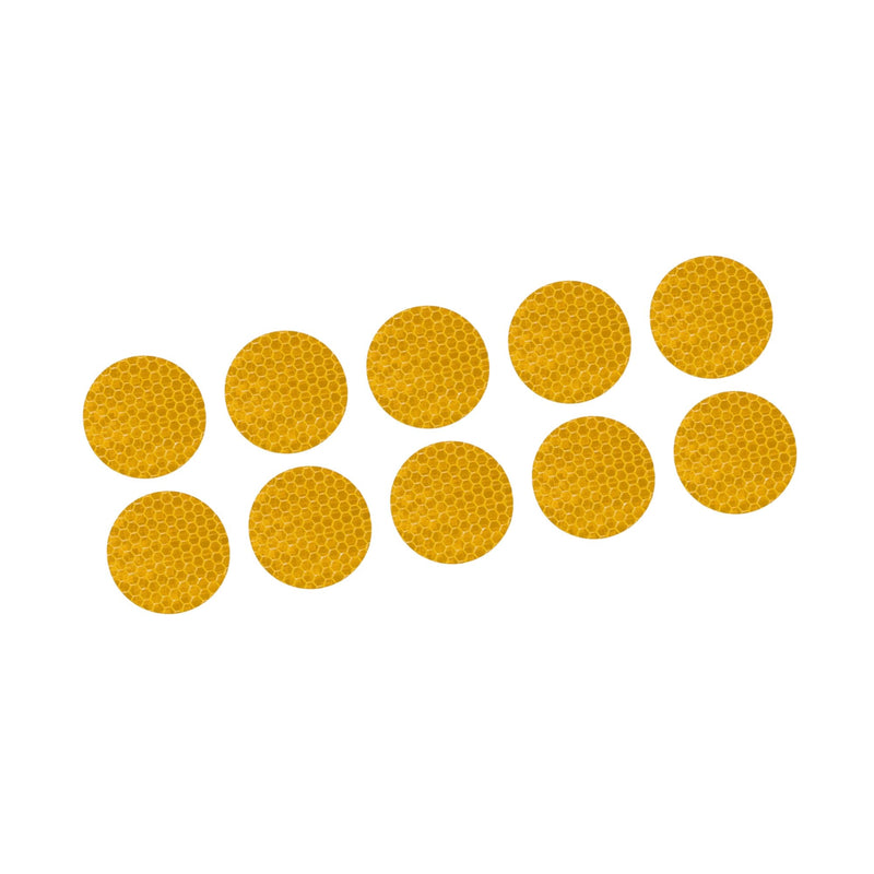 10 Pcs Reflective Stickers, 1.97" OD Round Shape Safety Tape Reflector Universal for Cars Trucks Trailers Waterproof PET Yellow Auto Replacement Parts