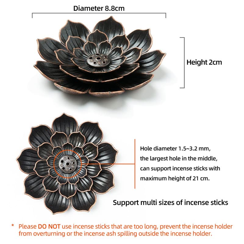GARMOLY Incense Burner, Incense Holder for Sticks, Brass Lotus Incense Stick Holder and Detachable Ash Catcher 1 Standard