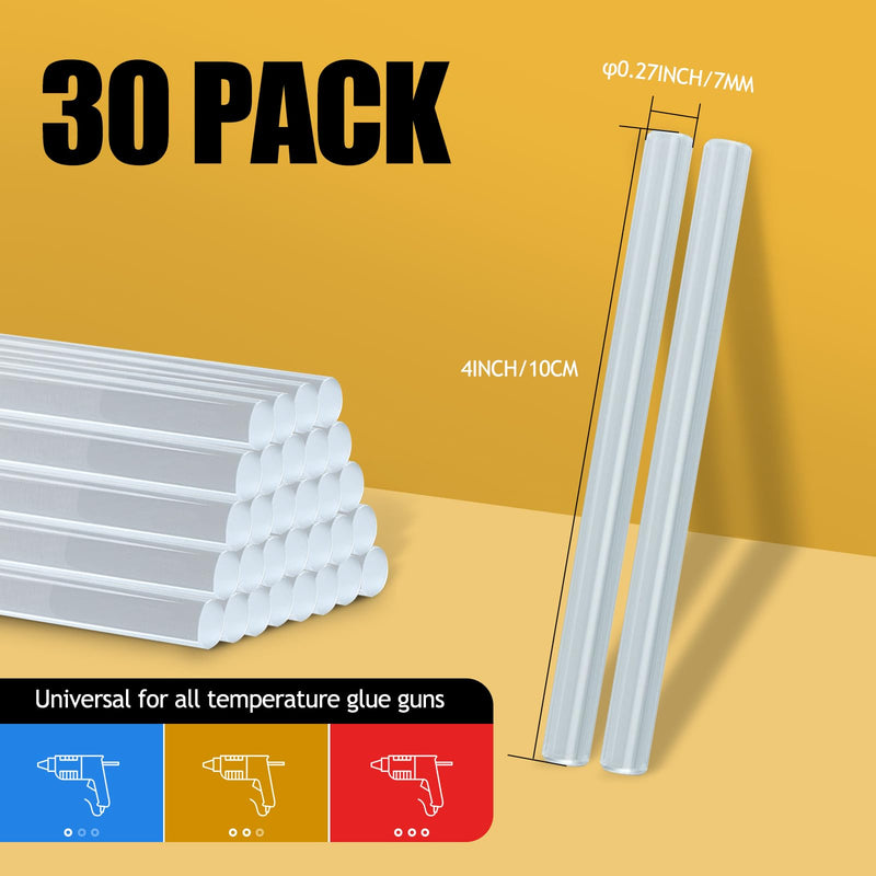 [Australia - AusPower] - Krightlink 30 Mini Hot Glue Sticks, 4" and 0.27 Hot Melt Glue Sticks Diameter Compatible with Most Mini Glue Guns for DIY Craft Projects, Scrapbooking DIY, Home Repair 