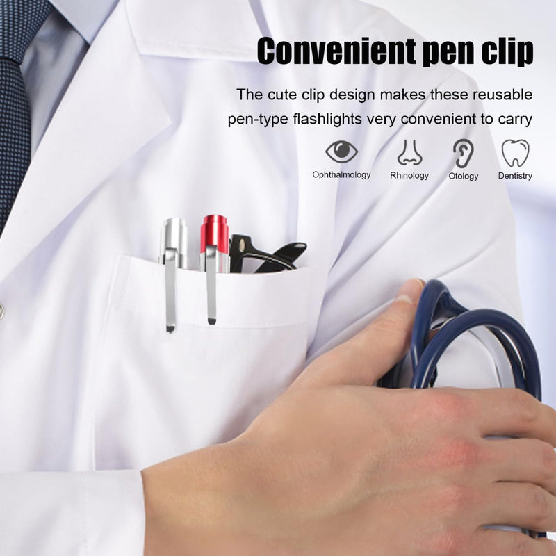 NUOBESTY 4 Pieces Pen Lamp for Nurses LED Diagnostic Light Aluminum Lightweight with Clip Medical Torch for Nursing Supplies