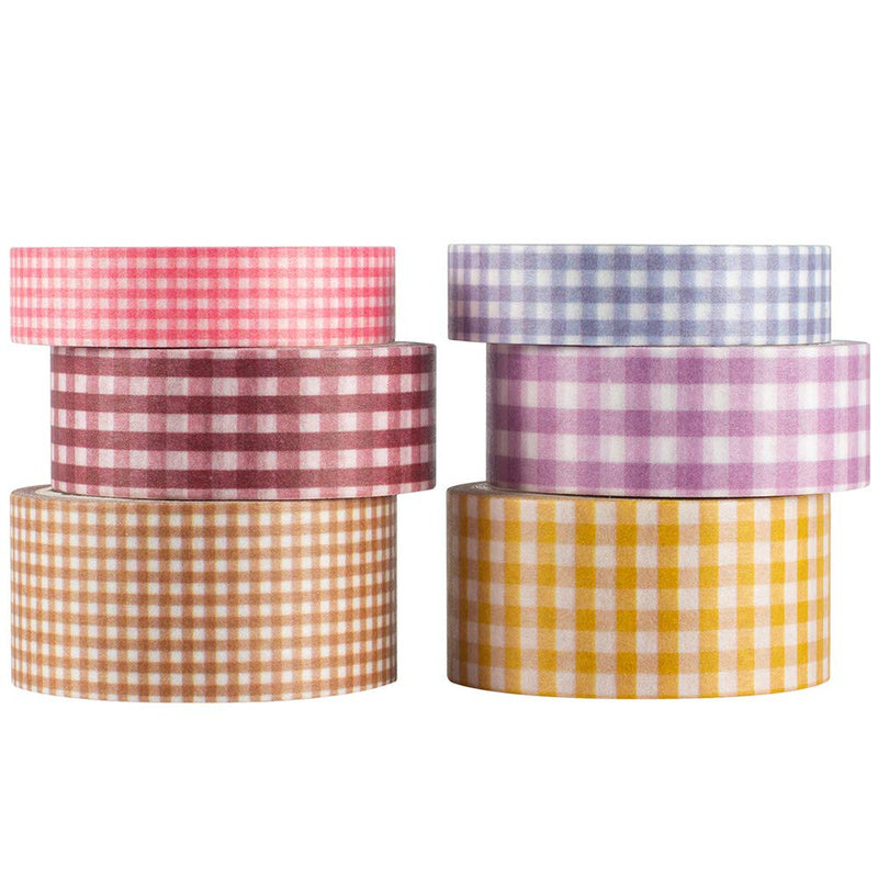 YUBBAEX 6 Rolls Plaid Washi Tape Set Basic Grid Masking Decorative Tapes for Arts, DIY Crafts, Journals, Planners, Scrapbooking, Wrapping (Basic Plaid) Basic Plaid