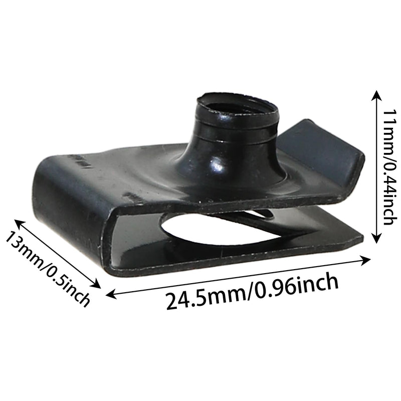 [Australia - AusPower] - Heyous 25PCS Black Leaf Spring Nut U Clips 1/4inch-20 Metal U Clip U Fastener Quick Nut Bumper Bolt Fender Grille Clip for Door Trims Bumpers Radiator Shrouds 