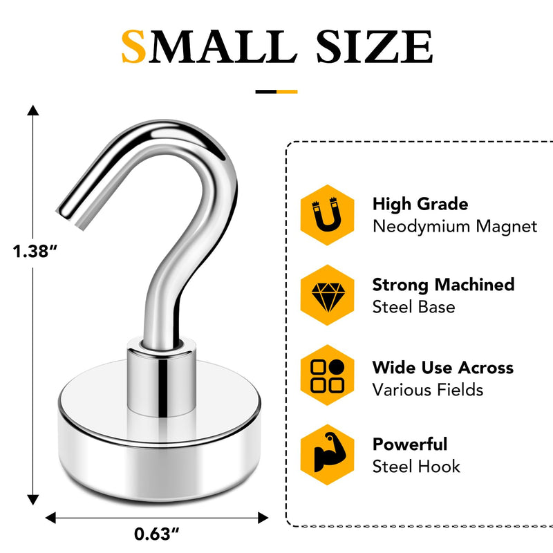 [Australia - AusPower] - TRYMAG Magnetic Hooks Heavy Duty, 28Lbs Super Strong Magnet Hooks for Hanging, Neodymium Earth Magnets with Hook for Refrigerators and Cruise Cabin, Grill, Workplace-25pcs 25PCS Silver-28LBS 