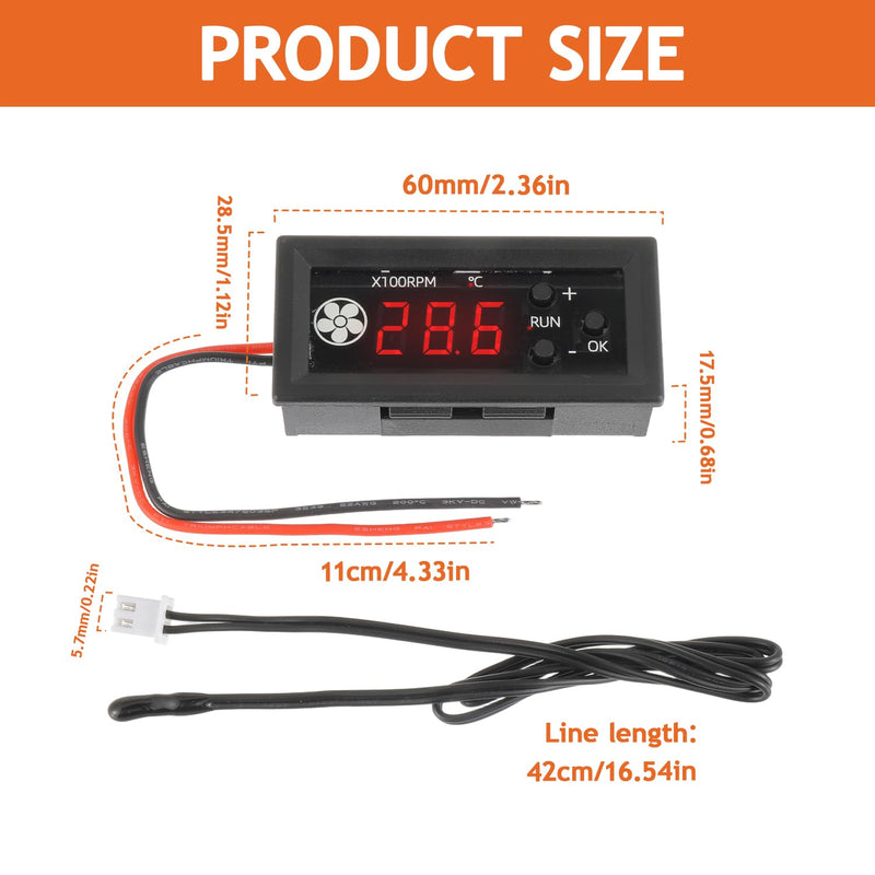 [Australia - AusPower] - 4-Wire PWM Fan Temperature Controller 12V 3A Fan Speed Controller with Temperature Probe Digital Display Module Dual-Display Fan Governor(Water Droplet Head) Water Droplet Head（for Air） 