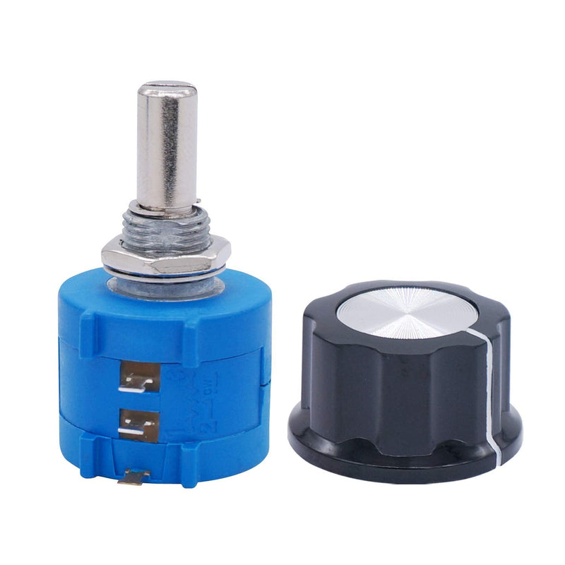 Taiss 3590S-2-104L Potentiometer, 100k Ohms, 10-Gang Rotary Wire, Precision Multi-Gang Wire, Adjustment Resistance, Pack of 2 with 2 Knobs 100k ohm