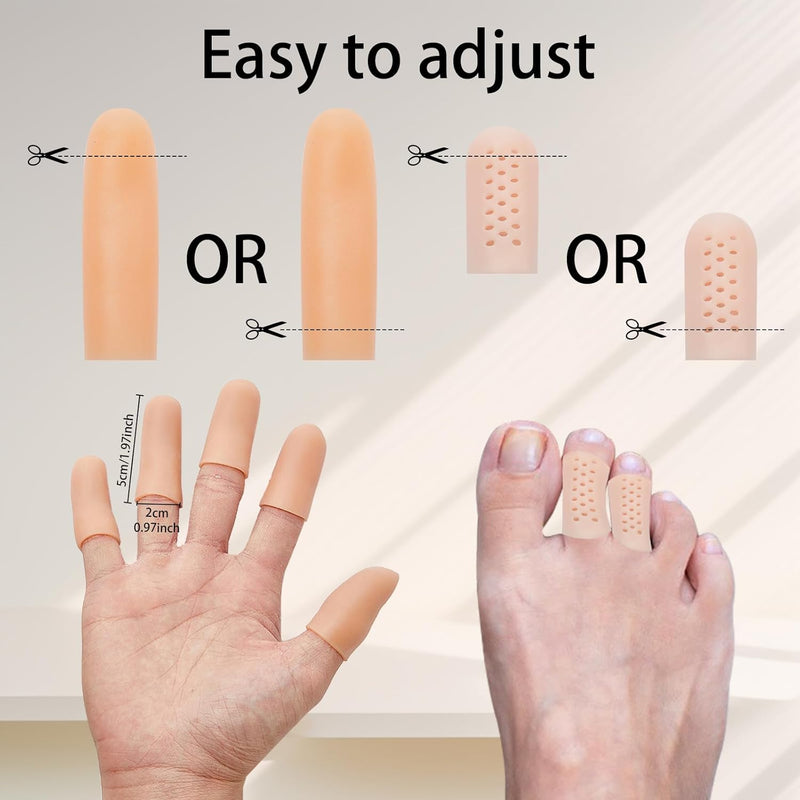 [Australia - AusPower] - Gel Finger Cots, Silicone Finger Protectors, Fingertip Bandages Band-aids for Dry Skin, Cracked Fingertip Treatment,Thumb Protector Covers for Hand Eczema Finger Arthritis (20pcs) 