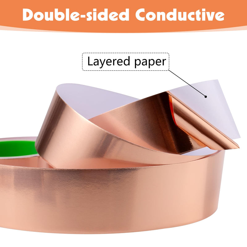 [Australia - AusPower] - 2 Pack Copper Foil Tape 2 Inch × 33Ft Conductive Adhesive Foil Tape, Copper Shielding Tape for Guitar Stained Glass EMI Shielding Grounding Paper Circuits Garden Plant 