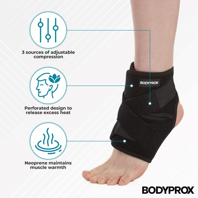 [Australia - AusPower] - Bodyprox Ankle Support Brace, Breathable Neoprene Sleeve, Adjustable Wrap! 