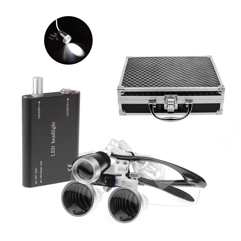 3.5x420mm Black Magnifying Glass with 3W LED Headlight for Lab Use
