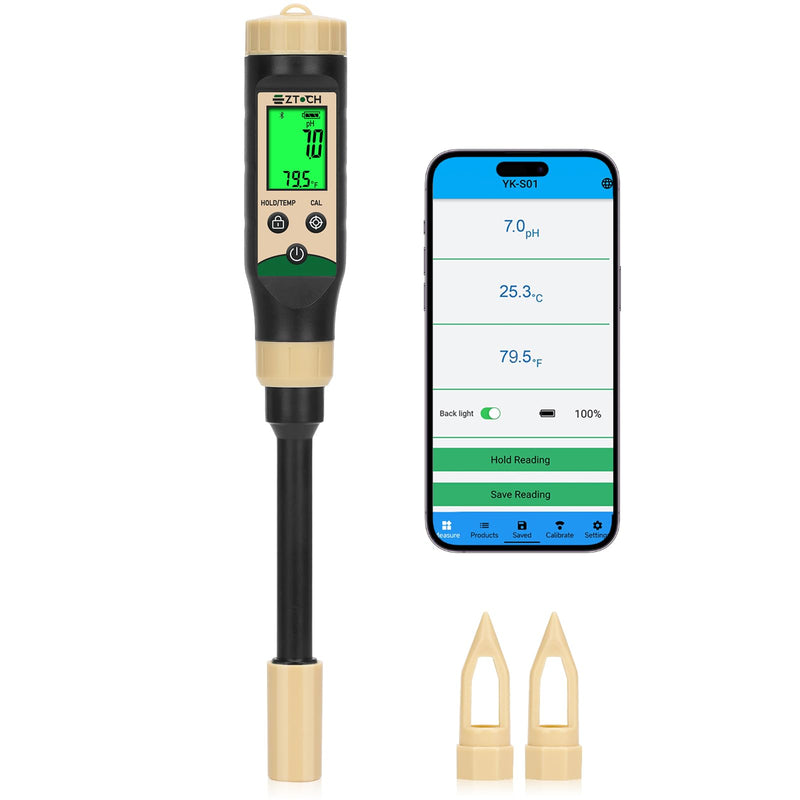 [Australia - AusPower] - 4 in 1 pH EC TDS Hydroponic Tester and 2 in 1 pH Temp Soil Meter, pH TDS EC Drinking Water and Hydroponic Meter with pH 4.00 and pH 7.00 Calibration Solution, EC 1413μS/cm Calibration Solution 