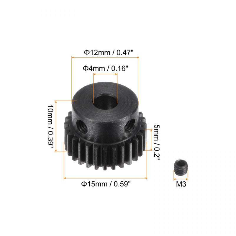 [Australia - AusPower] - uxcell 0.5 Mod 28T 4mm Bore 15mm Outer Dia 45# Carbon Steel Motor Pinion Gear Set 