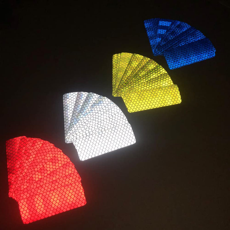 68Pcs Warning Reflective Stickers, Reflective Decals Waterproof Reflector Tapes, Night Visibility Adhesive Reflector Stickers for Motorcycle Bicycle Clothing Car Trunks Backpacks Red + Yellow