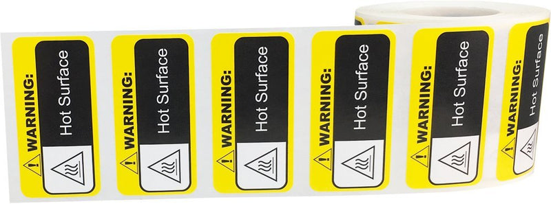Warning Hot Surface Labels 1 x 2 Inch 500 Adhesive Stickers