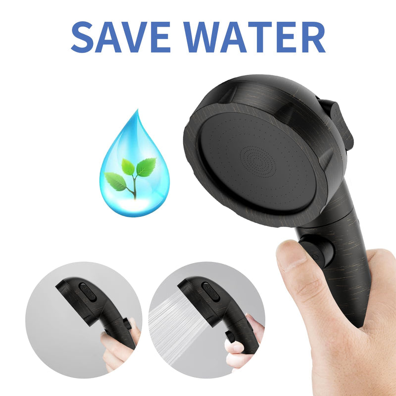 SINGSUO High Pressure Handheld Shower Head with On Off Switch, Detachable Shower Head, 3 Spray Modes Shower Massager Handheld with Hose and Adjustable Angle Bracket (Oil Rubbed Bronze) Oil Rubbed Bronze