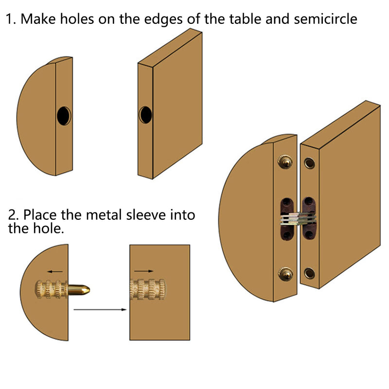 [Australia - AusPower] - 40x Table Bolt Sleeve Connectors Table Leaf Dowel Pins with Sockets Zinc Alloy Table Top Leaf Alignment Pins Suitable for Wooden Furniture Cabinet Table Chair 