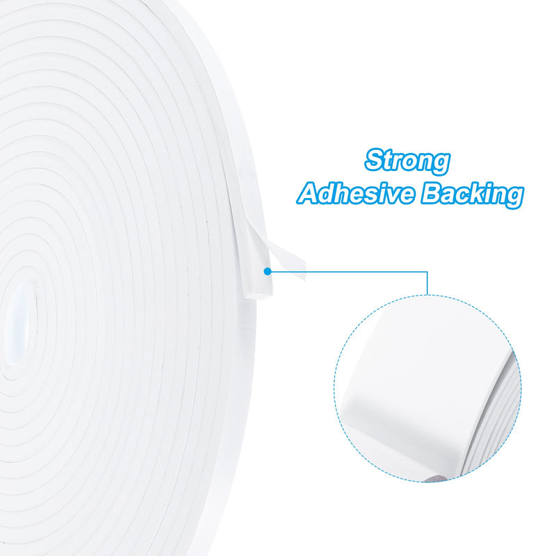 PATIKIL Weather Stripping Door Seal Strip, 3/8 Inch x 1/4 Inch x 32 Ft Self Adhesive Soundproof High Density Foam Tape Insulation for Door Window Air Conditioning, White