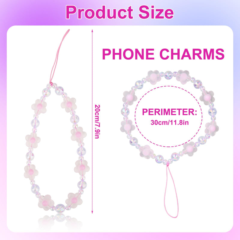 [Australia - AusPower] - 2pcs Beaded Phone Bracelet Strap, Crystal Butterfly Flower Pearl Phone Beaded Wrist Strap Phone Bracelet Lanyard for Women Phone Keychain Charm (White, Purple) 