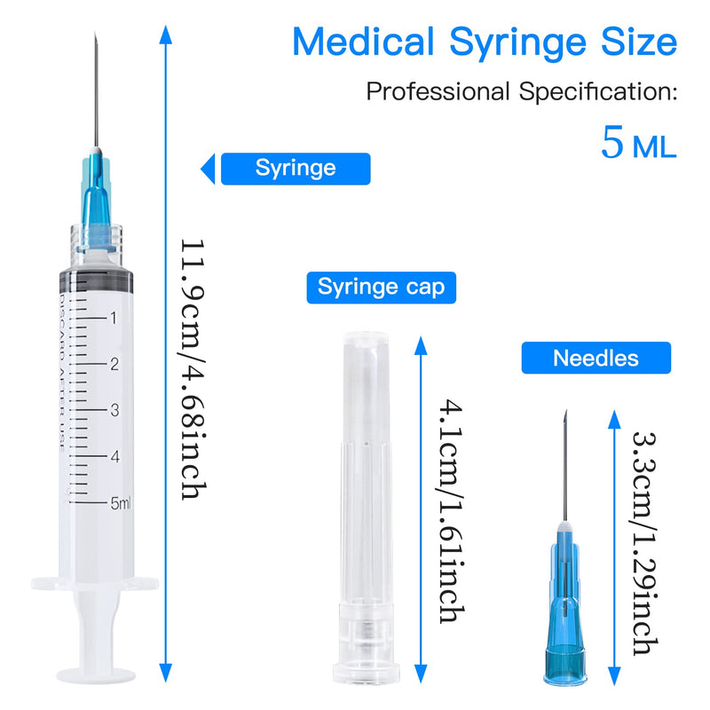 [Australia - AusPower] - 5ML Disposable syringe with Needle, Individually Wrapped (23Ga 25mm/1.0inch, Pack of 20) 5ML Needle Syringe 
