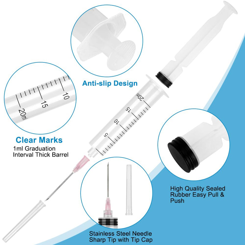 [Australia - AusPower] - 3 Pack 20ml/cc Syringes with 55.1 Inch Tube and Needle 18G 1.5”, Sterile Syringe Individually Packaged for Labs, Resin, Craft, Machine Oil, Ink, Glue 20 ml with tube/needle 