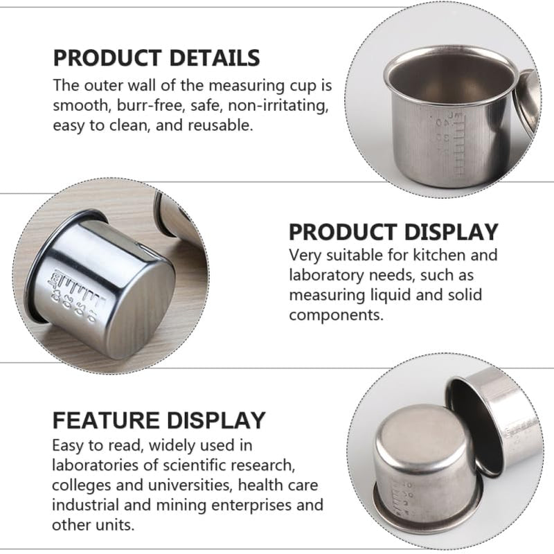 [Australia - AusPower] - DECHOUS 4Pcs Stainless Steel Graduated Medicine Cups 1.96 Inch Portable Measuring Cups for Pills and Liquid Medication 40Ml Capacity Silver 