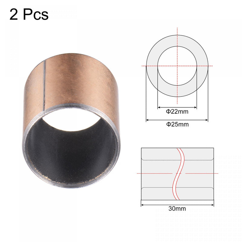 [Australia - AusPower] - uxcell Sleeve Bearing 22mm Bore 25mm OD 30mm Length Plain Bearings Wrapped Oilless Bushings 2pcs 22x25x30mm 