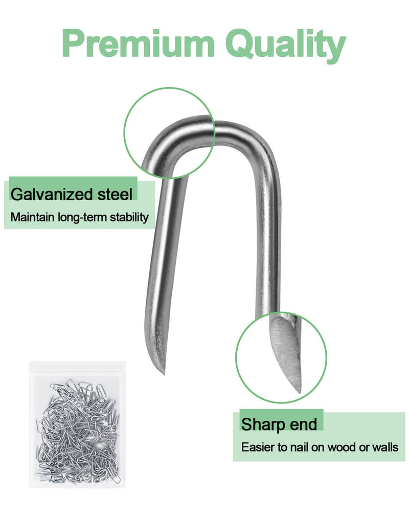 [Australia - AusPower] - vensovo 200pcs Wire Fence Staple - Steel U-shaped Nail for Wire Mesh, Galvanized Fasteners Nails for Fixing Wooden Fence Chicken Wire Staple 