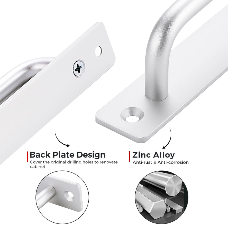 Barn Door Handles 6 Pack Silver Door Handles Sliding Cabinet Pulls 8.8" Hole Center Screen Cabinet Hardware Zinc Alloy Pulls 8.8 in hole center