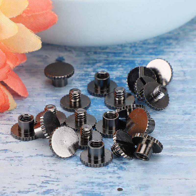 [Australia - AusPower] - 30 Set Book Rivets Metal Leather Rivets Knurling Flat Brass Screw Post Chicago Screws Binding Button Tack 9.5x4mm Nail + 4mm Screw(Black) 
