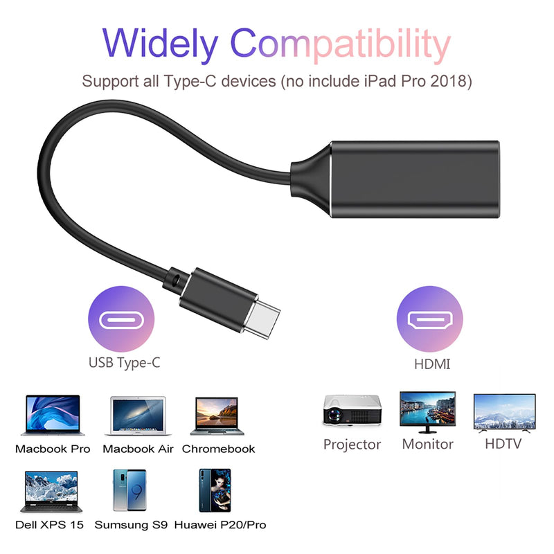 [Australia - AusPower] - RayCue USB C to HDMI Adapter 4K, USB Type-C to HDMI Adapter [Thunderbolt 3/4 Compatible] with iPhone 15 Pro/Max, MacBook Pro/Air 2023, iPad Pro, iMac, S23, XPS, Surface and More 1 pack Black 
