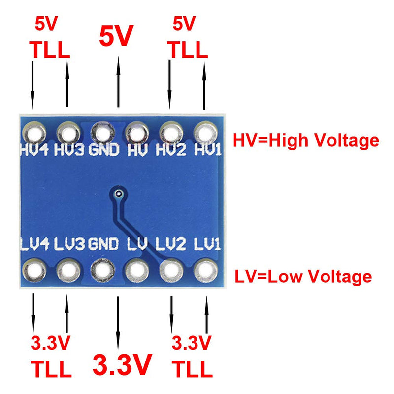 [Australia - AusPower] - Youmile 3.3 V to 5 V 4 Channels IIC I2C Logic Level Converter Bi-Directional Shifter Module for Arduino/Raspberry Pi with Dupont Cable Pack of 10 