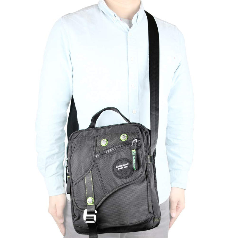 [Australia - AusPower] - Vertical Messenger Bag, Crossbody Bag, Shoulder Bag Work Satchel for iPad Tablet Kindle Large-black 