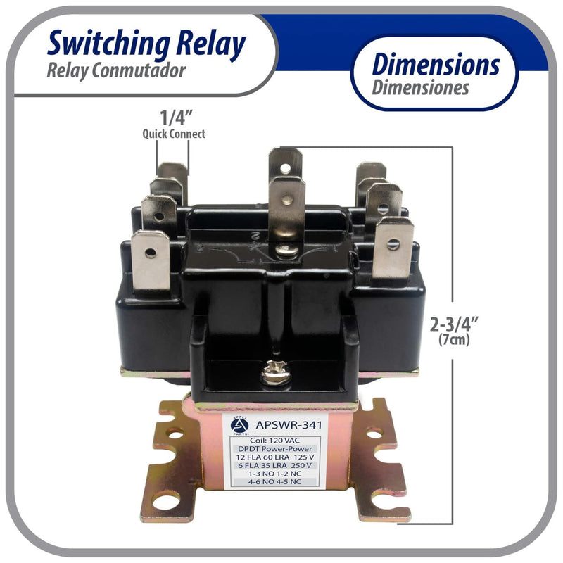 [Australia - AusPower] - Appli Parts APSWR-341 90-341,110 VAC, General Purpose Switching Relay,DPDT, for HVAC Applications and Other General Electrical installations Replaces APSR-341 