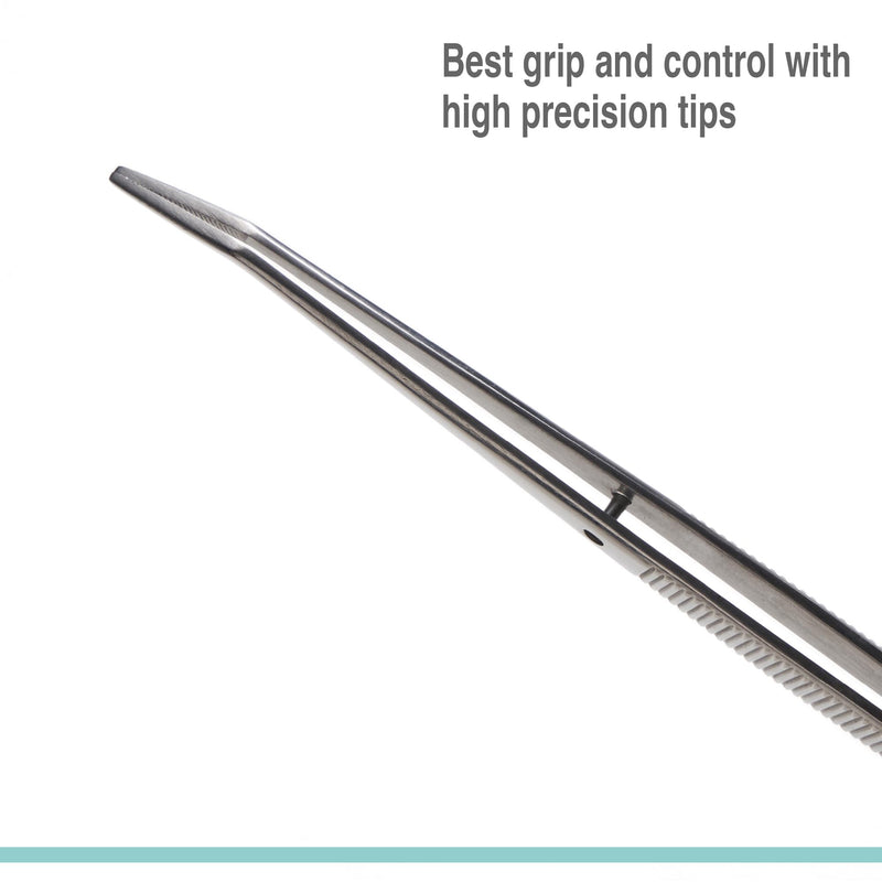 Beaditive 6-inch Sewing Machine Tweezers Set (10-PC) Serrated Bent Tips | Professional Grade, High Precision | Stainless Steel 10
