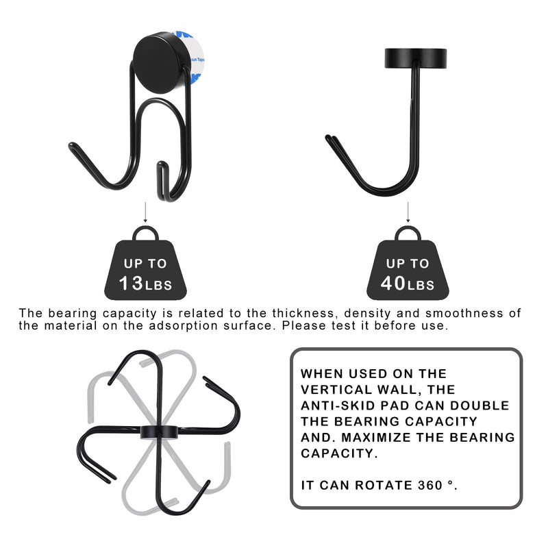 [Australia - AusPower] - Magnetic Hooks 304 Stainless Steel Hooks Heavy Duty Magnets Hanging Hooks for Refrigerator Grill Toolbox Outdoor,Cruise Essentials Camper Accessories,4pack(Black,1.1in-2 40Lbs) Black 1.1in-2 40Lbs 4p 