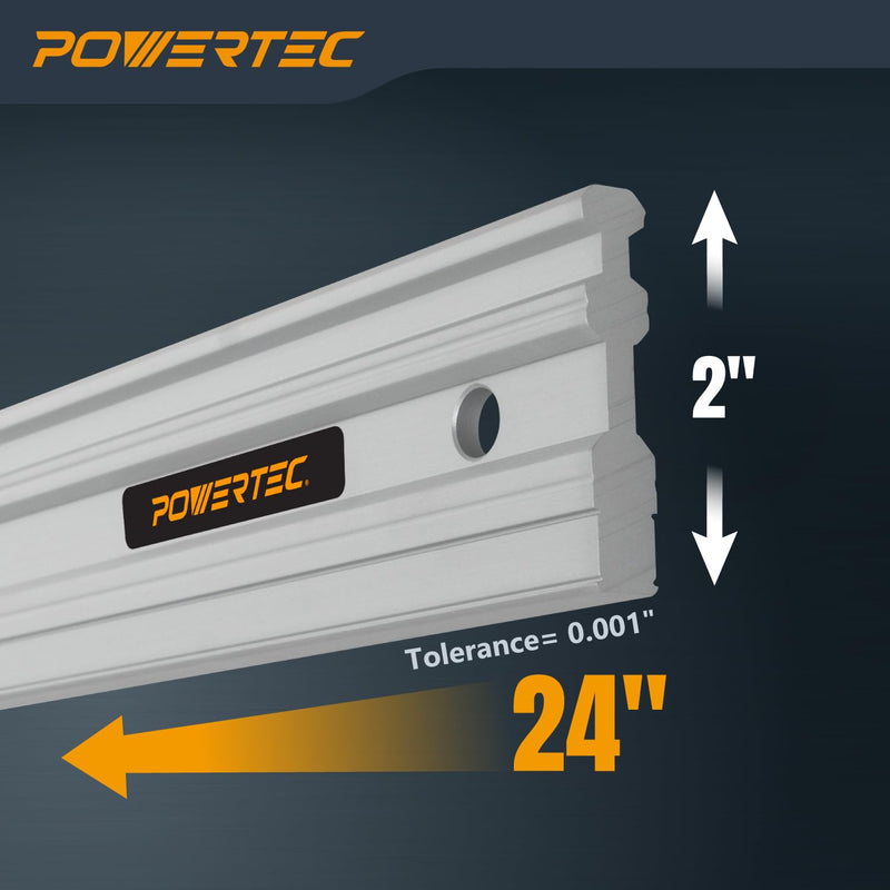POWERTEC 24 Inch Aluminum Straight Edge – Precision Machinist Tool, .001" Tolerance, Solid One-Piece Construction – for Woodworking, Automotive, Machine Setup, and Surface Flatness Checks (72330) 24 Inch Straight Edge