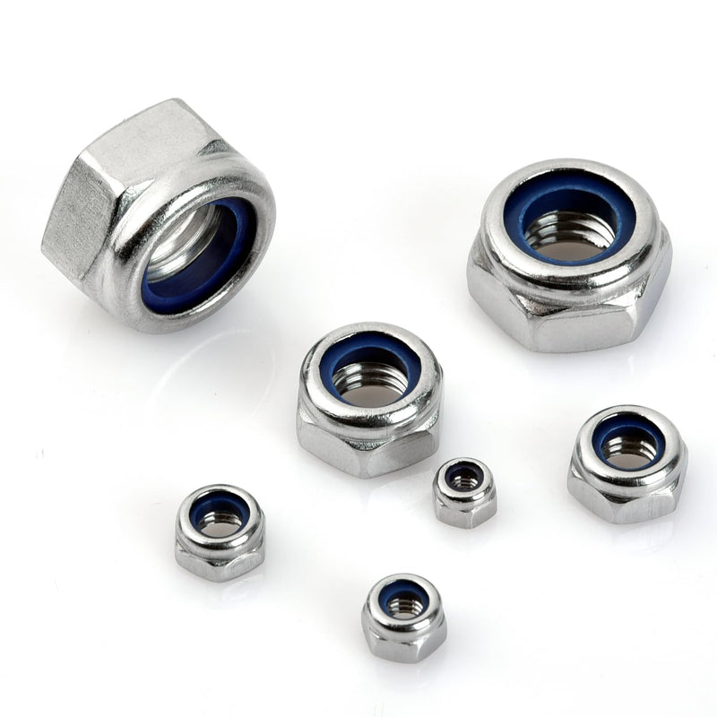 [Australia - AusPower] - Locknuts Assortment Kit - M3 M4 M5 M6 M8 M10 M12 Metric Nylon Insert Lock Nuts Set,140PCS Lock Nuts,304 Stainless Steel Metric Locknuts Assortment 140PCS 
