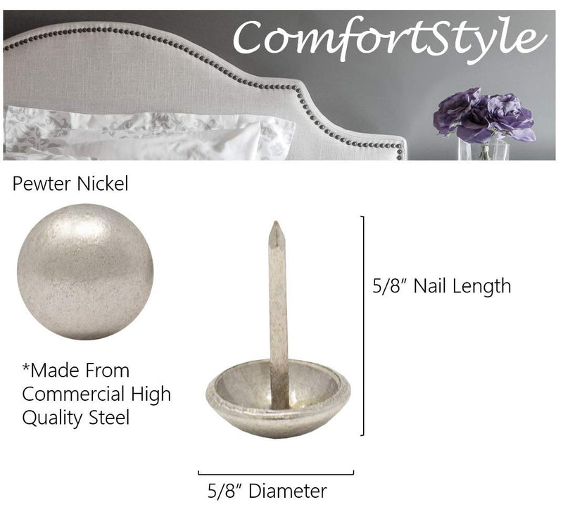 [Australia - AusPower] - Premium Upholstery Tacks, Nailhead Decorative Trim for Furniture, 5/8" Diameter, 100 Nails (Pewter Nickel) Pewter Nickel 