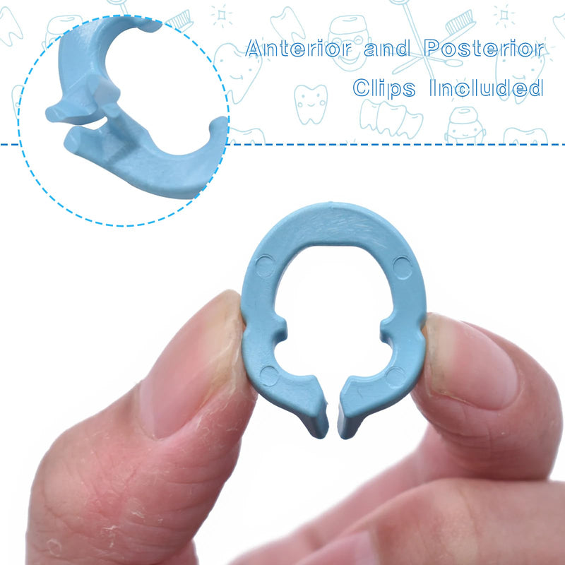 [Australia - AusPower] - 4-Piece Dental Rubber Dam Clamps Set, Hard Resin Material, includes Anterior and Posterior Rubber Barrier Clips, Endodontic Rubber Dam Holders, Autoclavable Dentist Tools for Tooth Isolation Blue 