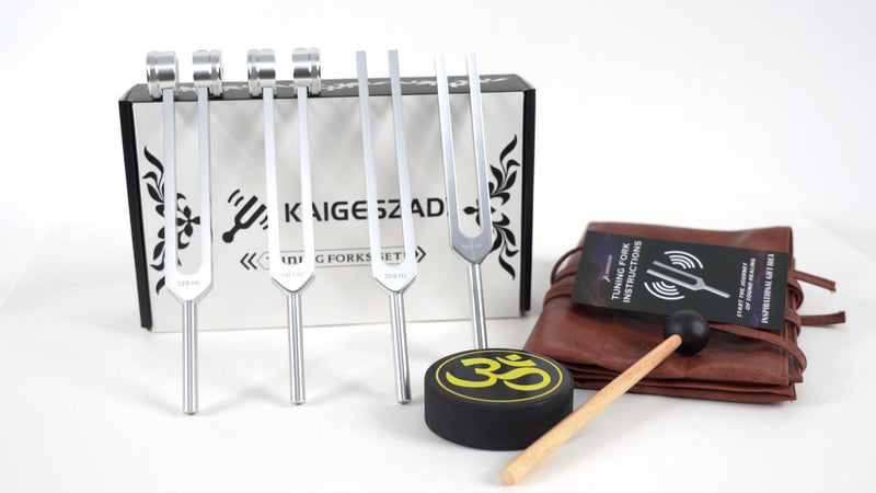 Tuning Forks for Healing(128Hz, 136.1Hz, 256Hz, 384Hz),Weighted & Unweighted Tuning Forks Set with Vegan Leather Pouch &Activator, For Chakra/Sound Therapy/Yoga/Meditation 128hz,136.1hz,256hz,384hz