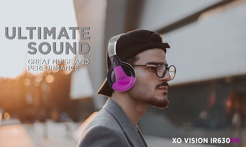 [Australia - AusPower] - IR630PR Universal IR Wireless Foldable Headphones - Purple Wireless Bluetooth-Enabled Lightweight Portable for iPhone, Car, Kids Wireless Headphones for Universal Car Entertainment System 