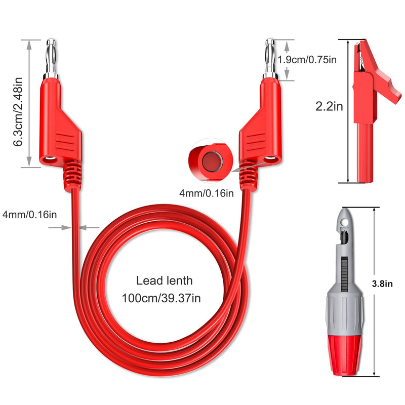 [Australia - AusPower] - Goupchn 4mm Stackable Banana Plug to Banana Plug Test Leads Kit with Wire Piercing Probes, Alligator Clips Soft Flexible Cable Wire 5 Colors for Multimeter Electrical Testing 1000V/15A Stackable Banana Plug Test Leads Kit 