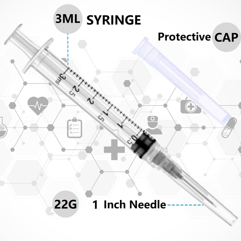 [Australia - AusPower] - 50 Pcs/Box - 22Ga 3ml Lab Dispensing Utensils, Individually Wrapped 50 3ml 22ga 1inch 
