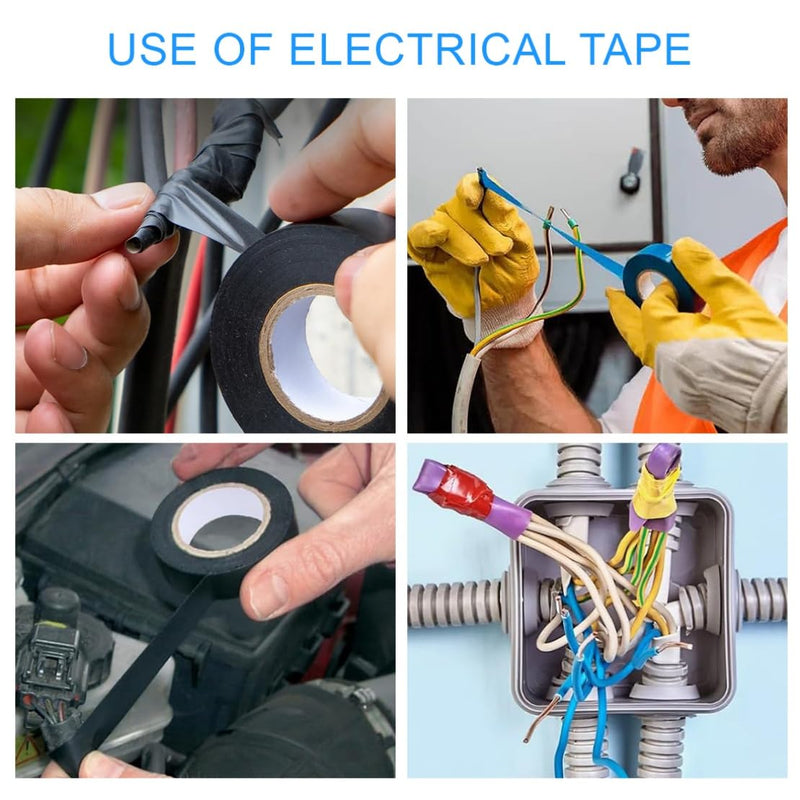 6 Rolls Electrical Tape 0.71 in x 33 ft Strong Self-Adhesive PVC Insulation Tape Waterproof for Repairing Insulating Wires Cables Heat Resistant Electric Tape