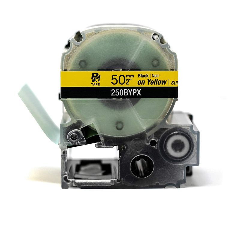Epson LABELWORKS 250BYPX Genuine PET (Polyester) Tape Cartridge - Black on Yellow Standard Industrial Label Maker Tape - 2" (50MM) Wide, 26.2 ft