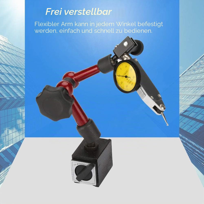0.01mm Dial Gauge with Magnetic Holder 0-0.8mm Magnetic Measuring Tripod for Lathe Metalworking Precise Measurement with Adjustable Arm for Workshop and Industry
